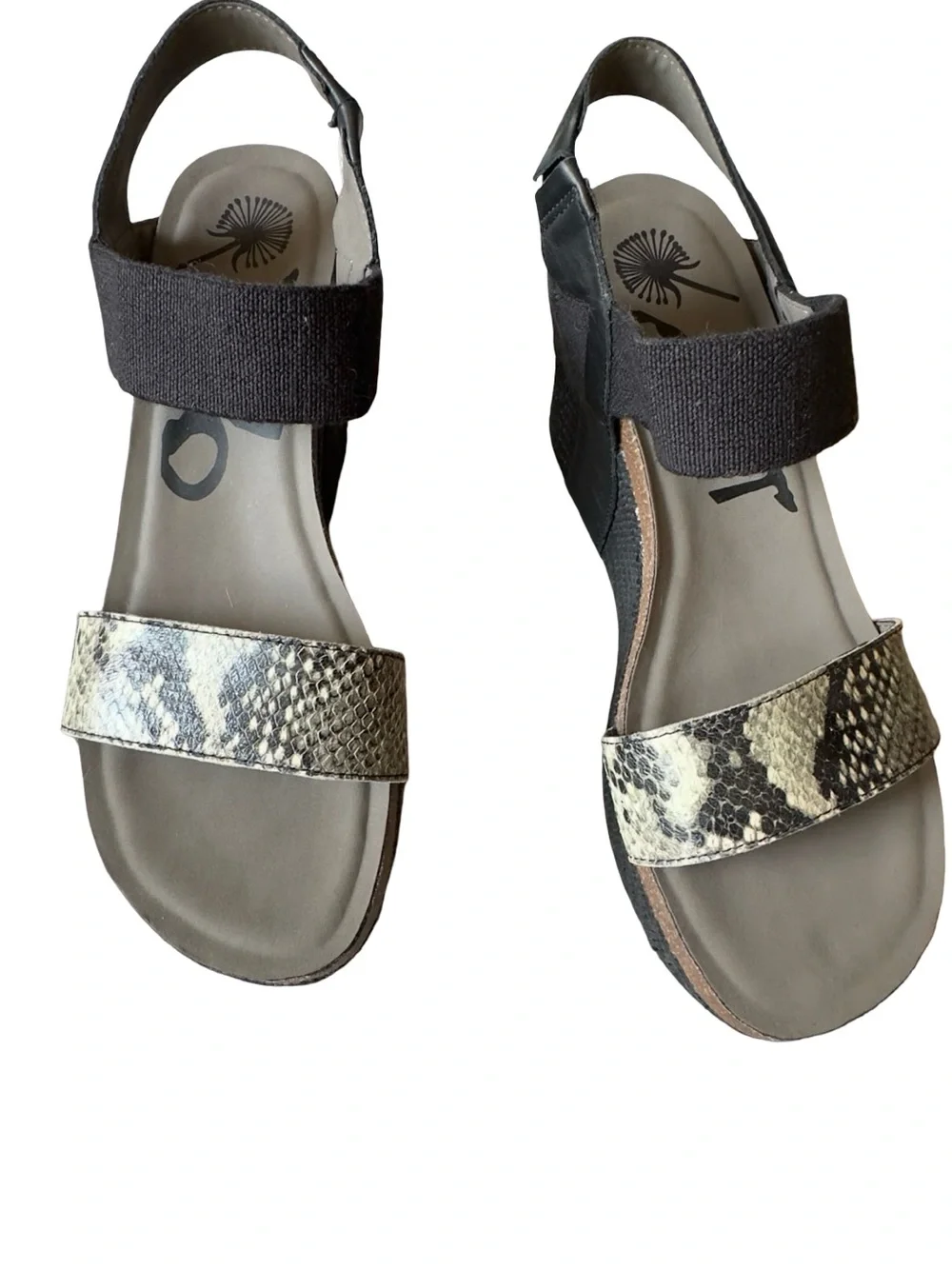 OTBT - 'Bushnell' Wedge Sandals women's Black Straps and Snake-Print - SZ 11